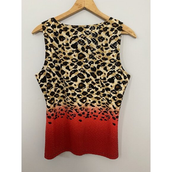 MSK Tank Top Womens Med Multicolor Animal Print All Over Sequin Sleeveless Tank - Picture 2 of 6